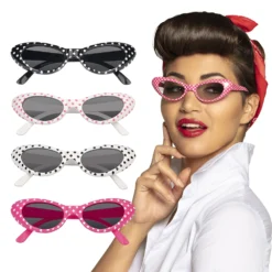 Lunettes Pin Up Noires à Pois Blancs - Viva La Fiesta -Déguisement boutique 02551 3