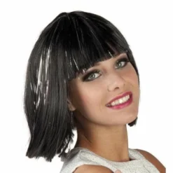 Perruque Courte à Frange Glamour Mèches Argentées Femme - Viva La Fiesta