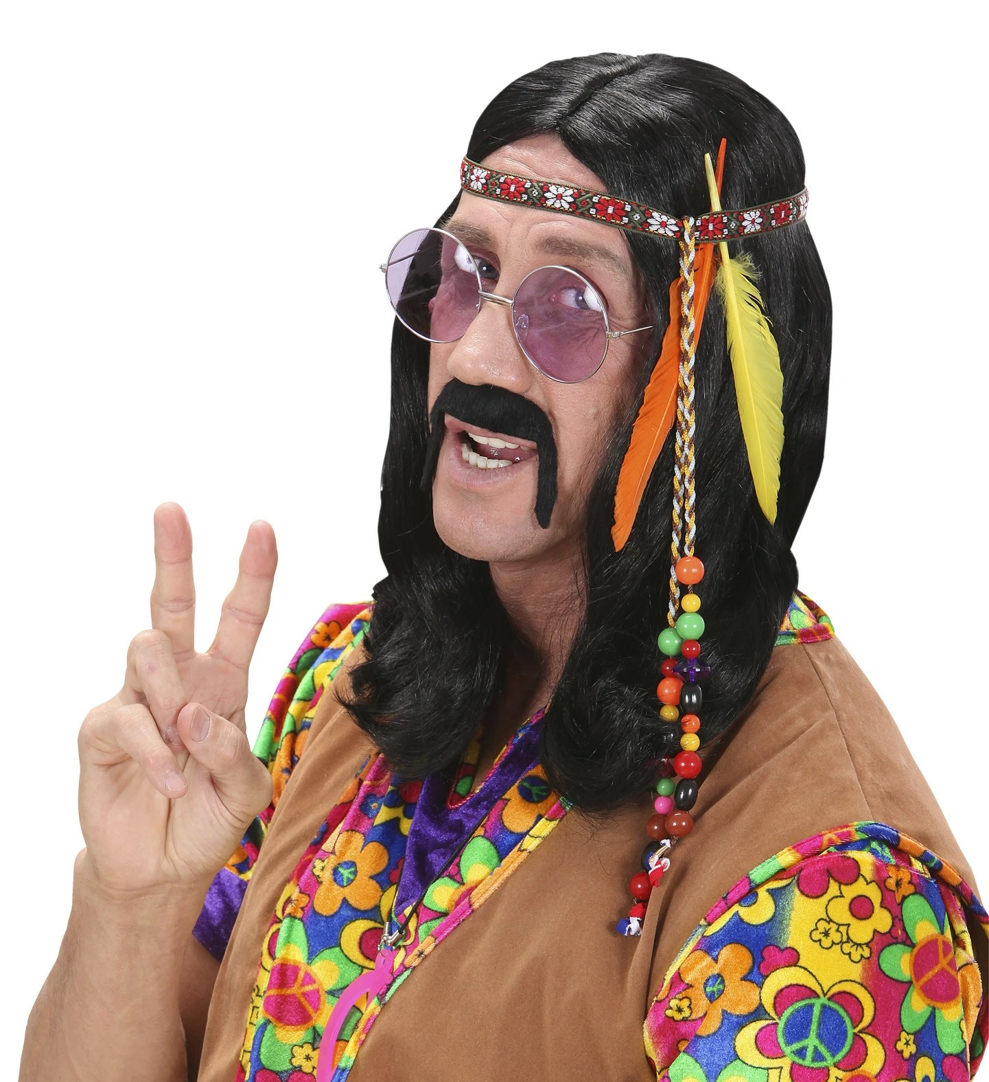 Bandeau Hippie Mixte Avec Perles Et Plumes - Viva La Fiesta 2 Bandeau Hippie Mixte Avec Perles Et Plumes - Viva La Fiesta – Image 2