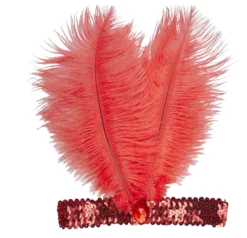 Bandeau Plume Et Sequins Rouge - Viva La Fiesta