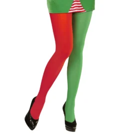 Collant D'elfe Bicolore Rouge Et Vert 40 Den - Viva La Fiesta