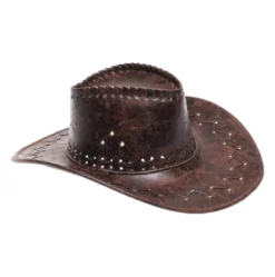 Chapeau Cow-Boy Simili Cuir Marron - Viva La Fiesta