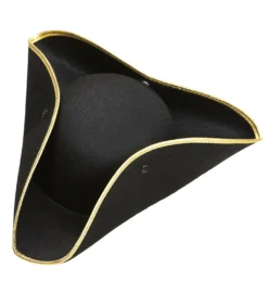 Chapeau De Pirate Noir Et Doré - Viva La Fiesta