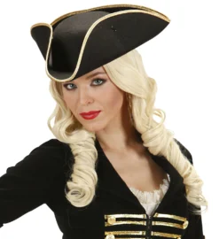 Chapeau De Pirate Noir Et Doré - Viva La Fiesta -Déguisement boutique 3243 Chapeau de pirate noir et dore