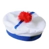 Beret De Marin Blanc Avec Pompon Rouge - Viva La Fiesta