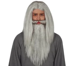 Perruque Grise Avec Barbe Et Moustache De Sorcier - Viva La Fiesta