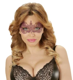 Loup En Dentelle Violet Avec Reflet Or - Viva La Fiesta -Déguisement boutique 4187 Loup en dentelle violet avec reflet or