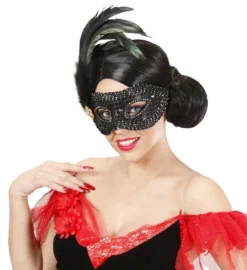 Loup Noir à Strass Et Plumes - Viva La Fiesta