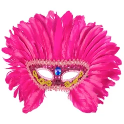 Loup Avec Grandes Plumes Roses - Viva La Fiesta