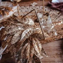 6 Branches De Feuilles Paillettes Or - 24cm - Viva La Fiesta