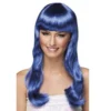 Perruque Longue à Frange Bleu - Viva La Fiesta