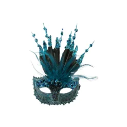 Loup Broderie Sequin Plume Bleu Luxe - Viva La Fiesta