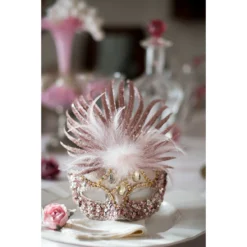 Loup à Sequins Et Plumes Rose Luxe - Viva La Fiesta