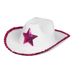 Chapeau Cow Boy Star Blanc Et Rose - Viva La Fiesta
