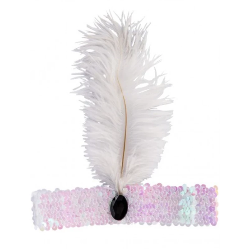 Bandeau Plume Charleston Blanc - Viva La Fiesta 2 Bandeau Plume Charleston Blanc - Viva La Fiesta – Image 2