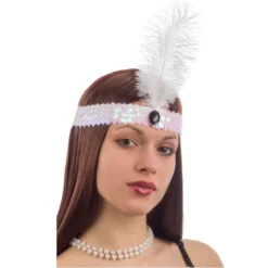 Bandeau Plume Charleston Blanc - Viva La Fiesta