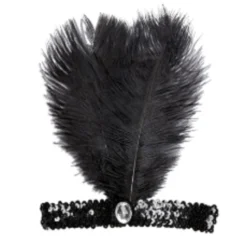 Bandeau Plume Et Sequins Noir - Viva La Fiesta