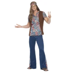 Costume Hippie Homme Bleu Et Marron - Viva La Fiesta