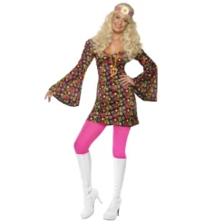 Costume Hippie Noir Peace And Love Femme - Viva La Fiesta