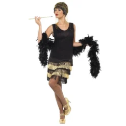 Déguisement Charleston Noir Et Doré Femme - Viva La Fiesta