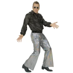 Pantalon Disco Holographique Argenté Homme - Viva La Fiesta