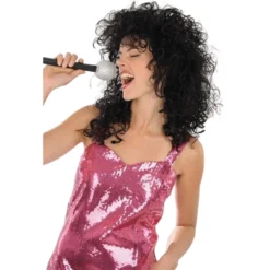 Perruque Claudia Mi-long Bouclée Noir - Viva La Fiesta