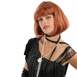 Perruque Cabaret Carré Frange Roux - Viva La Fiesta