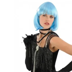 Perruque Cabaret Carré Frange Turquoise - Viva La Fiesta