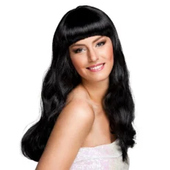 Perruque Longue à Frange Noir - Viva La Fiesta