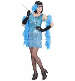 Robe Charleston à Frange Et Paillettes - Viva La Fiesta -Déguisement boutique Robe style Charleston a frange et paillettes bleu