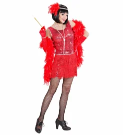 Robe Charleston à Frange Et Paillettes - Viva La Fiesta -Déguisement boutique Robe style Charleston a frange et paillettes rouge