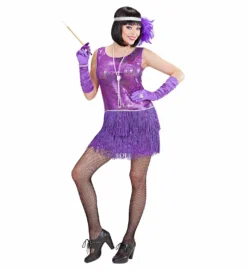 Robe Charleston à Frange Et Paillettes - Viva La Fiesta -Déguisement boutique Robe style Charleston a frange et paillettes violet