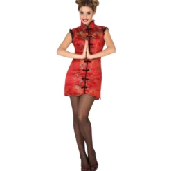 Déguisement De Chinoise Rouge Et Noir Femme - Viva La Fiesta